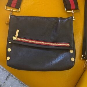 Hammitt Black Leather Bag with Gold and Red Details and Two Straps (not Hammitt)